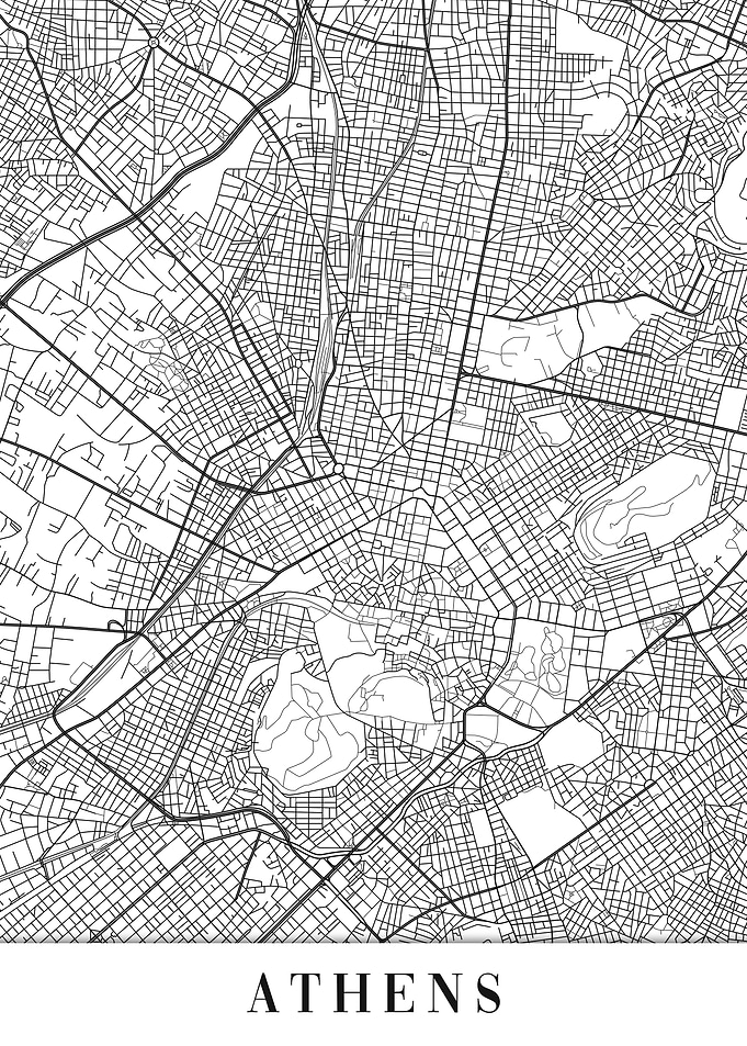 Athens White Map