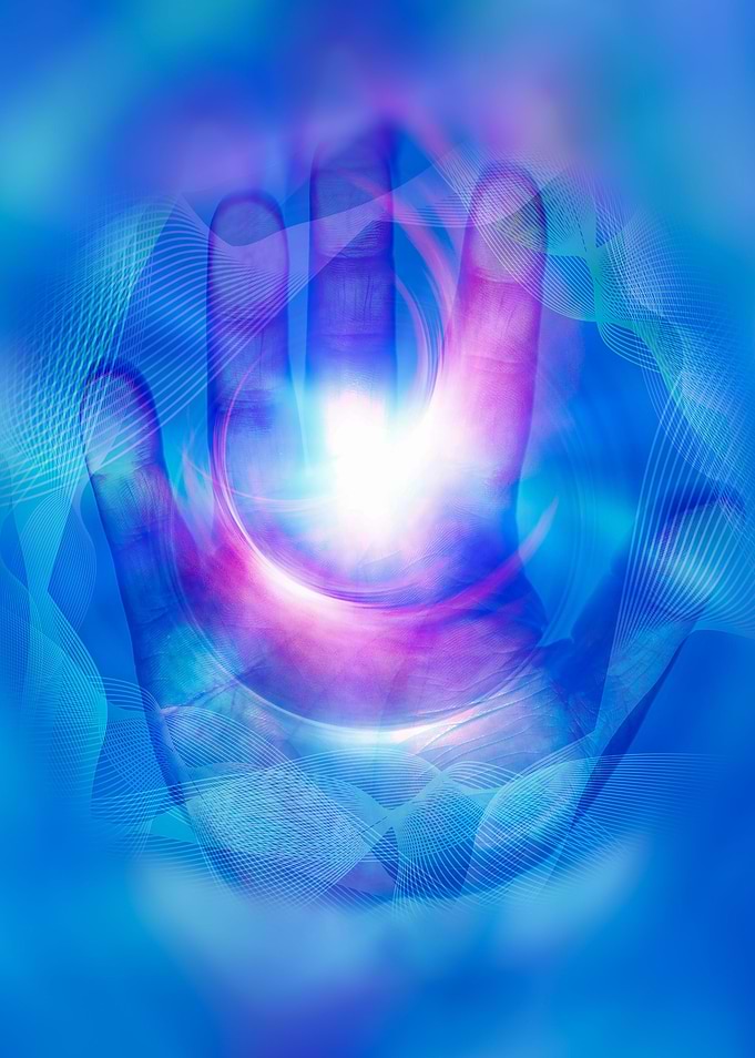 Brightly lit hand