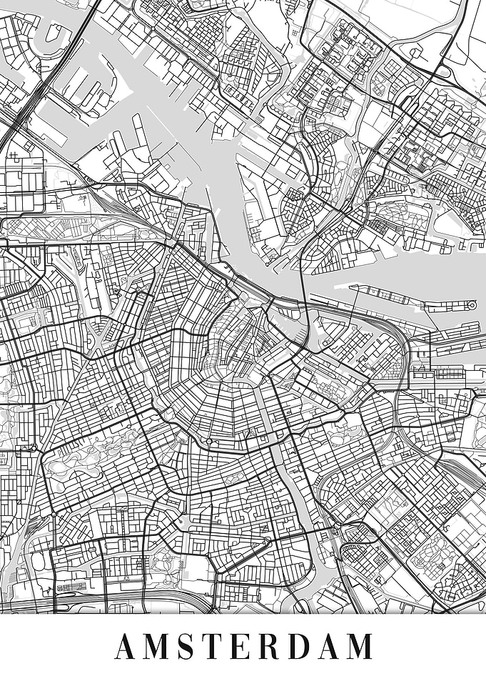 Amsterdam White Map