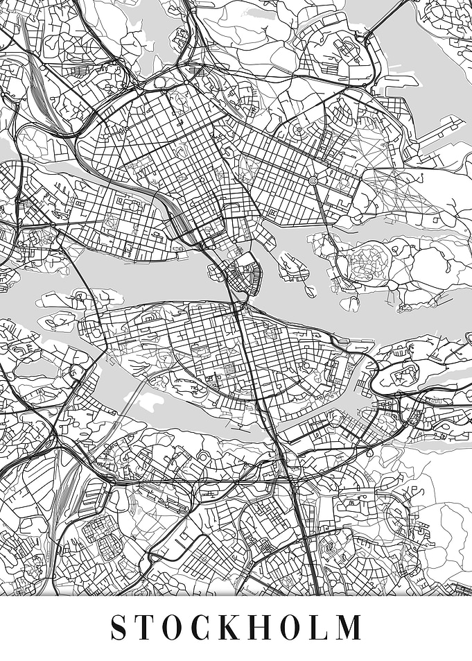 Stockholm White Map