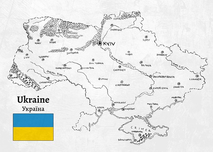 Handdrawn Ukraine Map