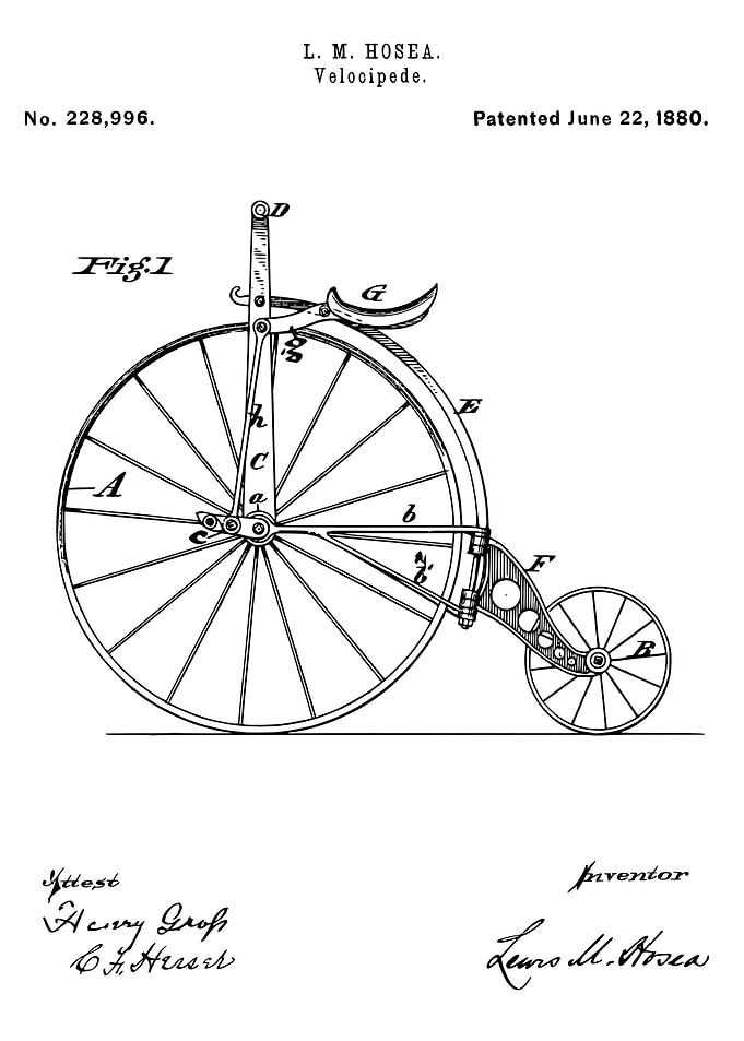 Velocipede patent 1880