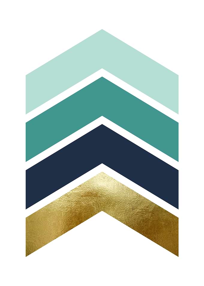 Chevrons in Aqua Navy Gold