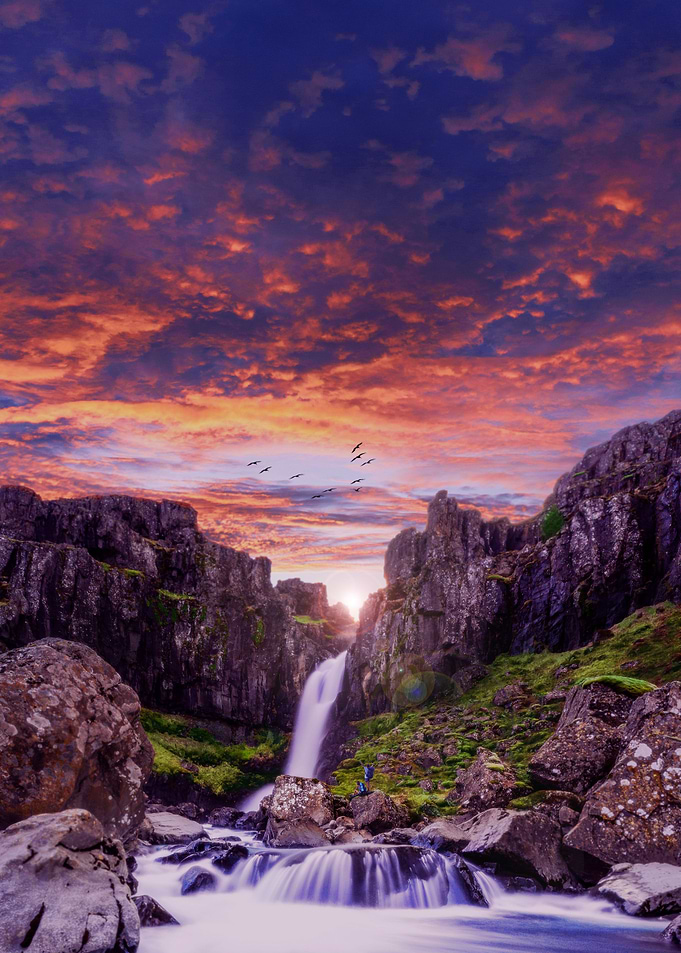 Waterfall dusk