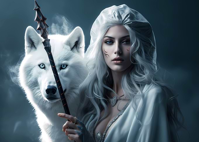 Ice mage and her wolf