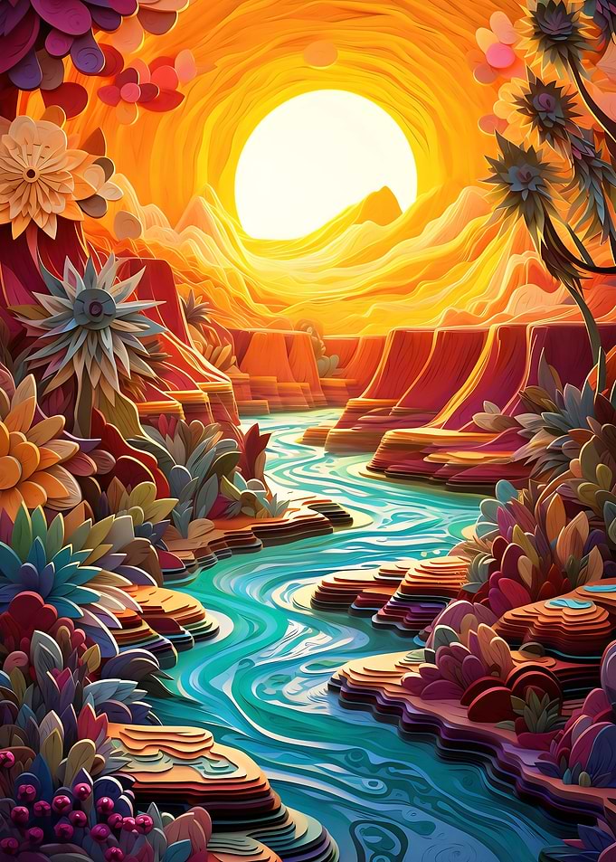 River way to canyon