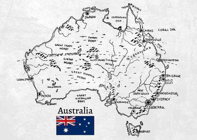 Handdrawn Australia Map