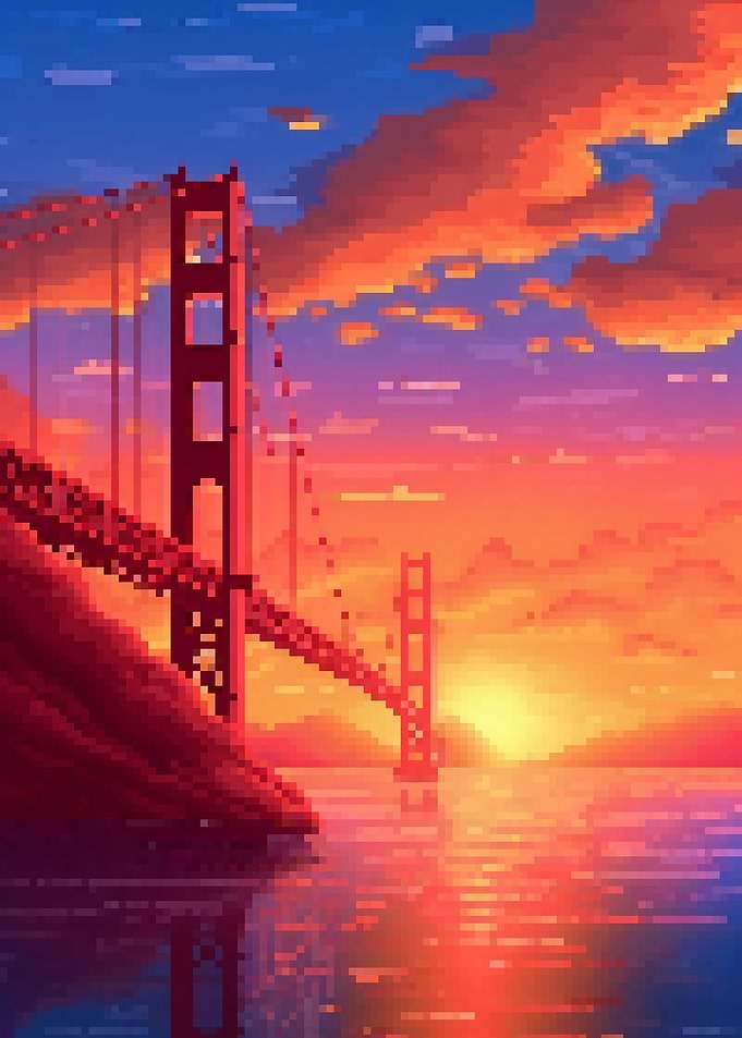 Golden Bridge pixel art