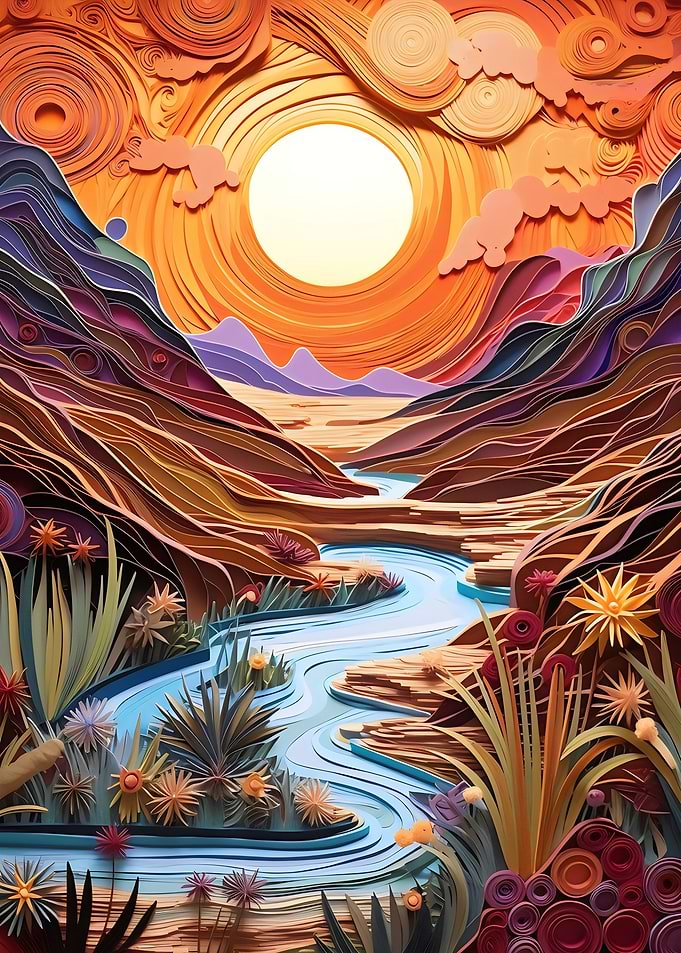 Sunset over the river