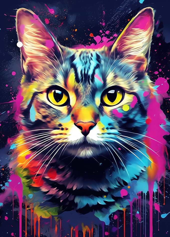 Paint Drip Cat Portrait
