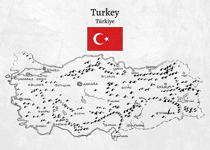 Handdrawn Map of Turkey