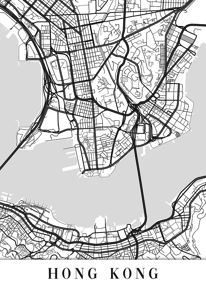 Hong Kong White Map