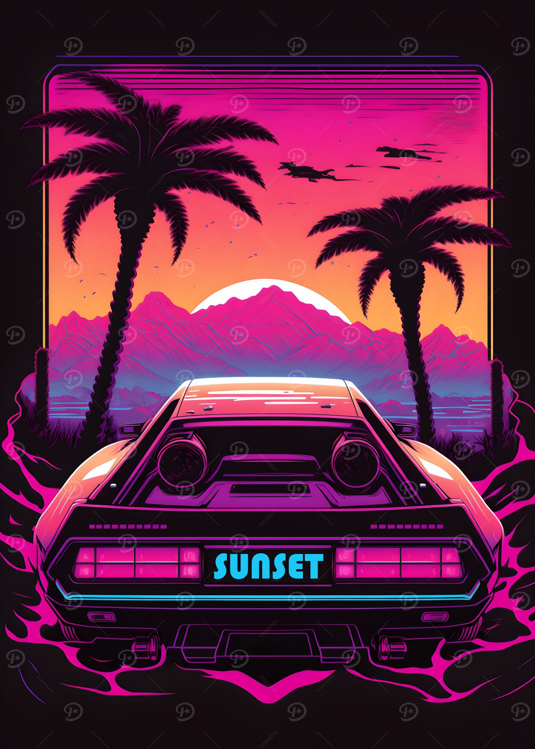Retro Car by Sunset