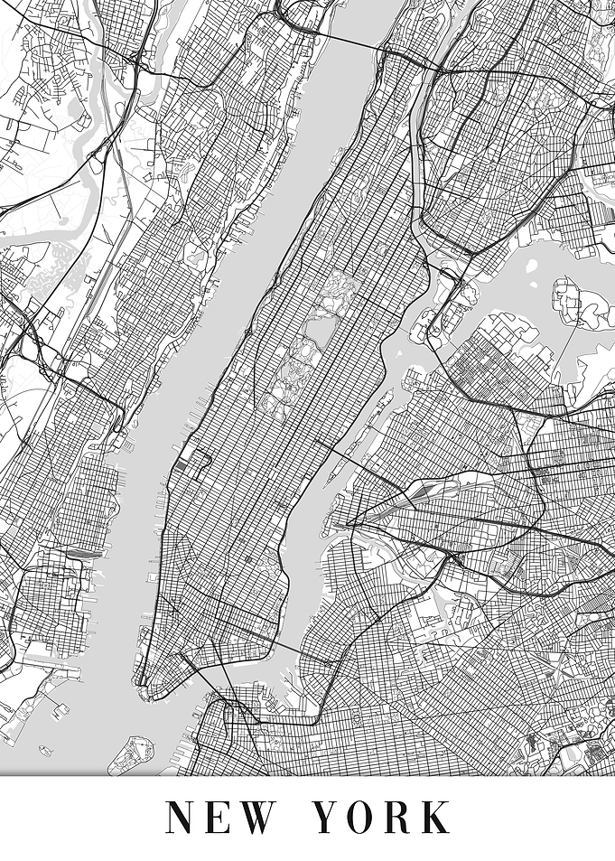 New York White Map