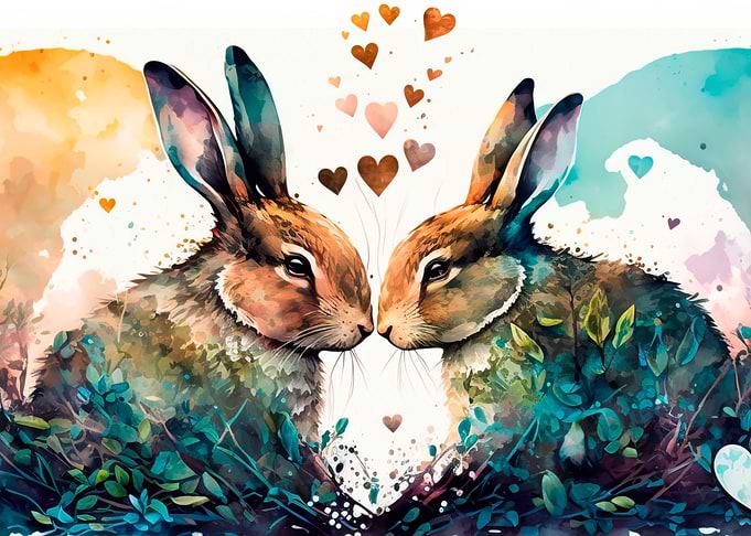 Two rabbit love