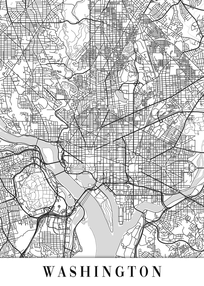 Washington White Map