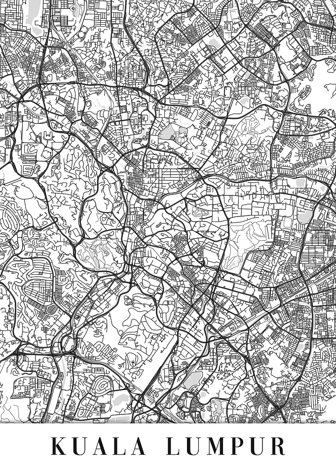Kuala Lumpur White Map