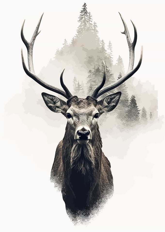 Deer and Forest Mountain