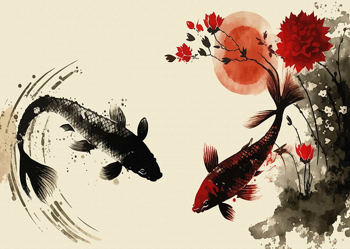 Koi carp fishes