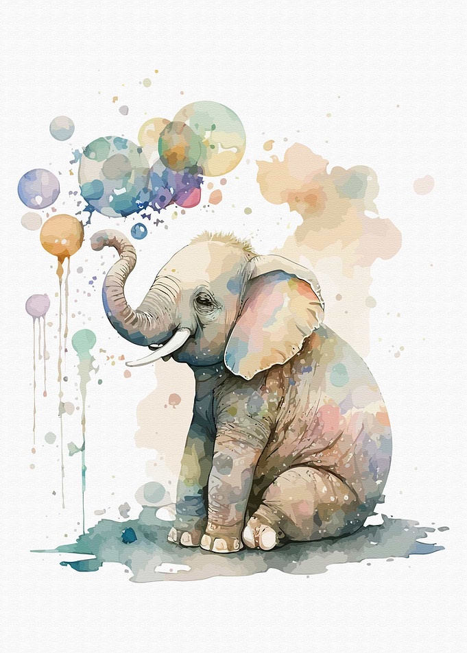 Elephant in watercolor