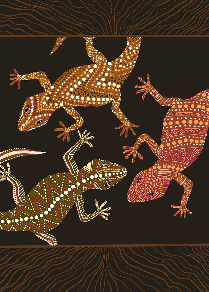 Three Decorated Geckos