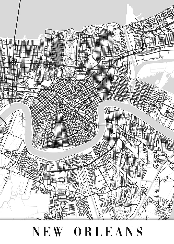 New Orleans White Map