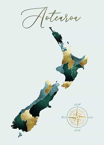 New Zealand Map Art