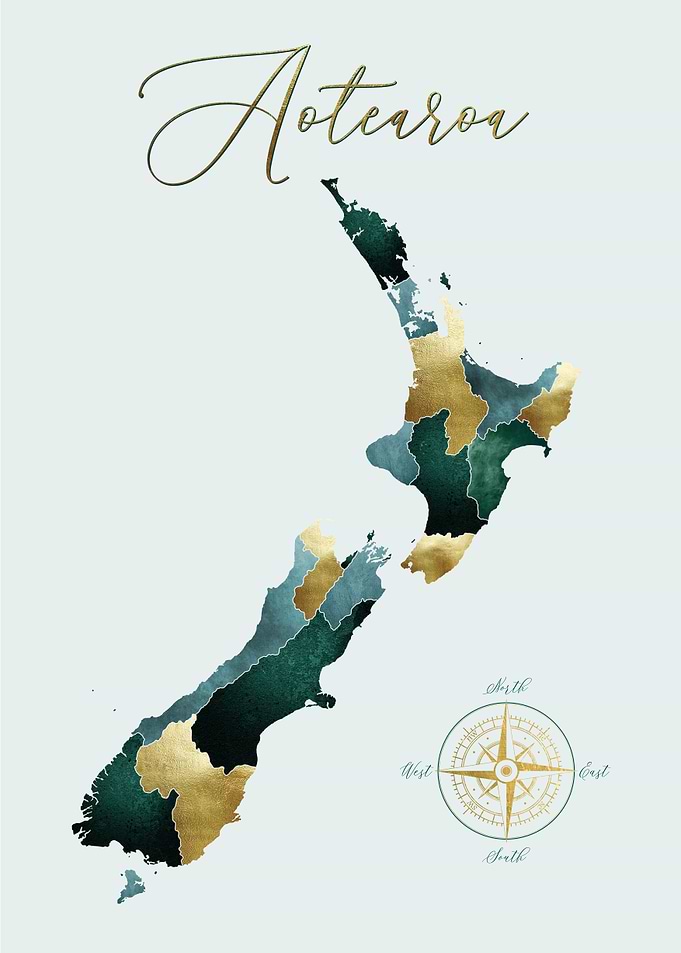 New Zealand Map Art