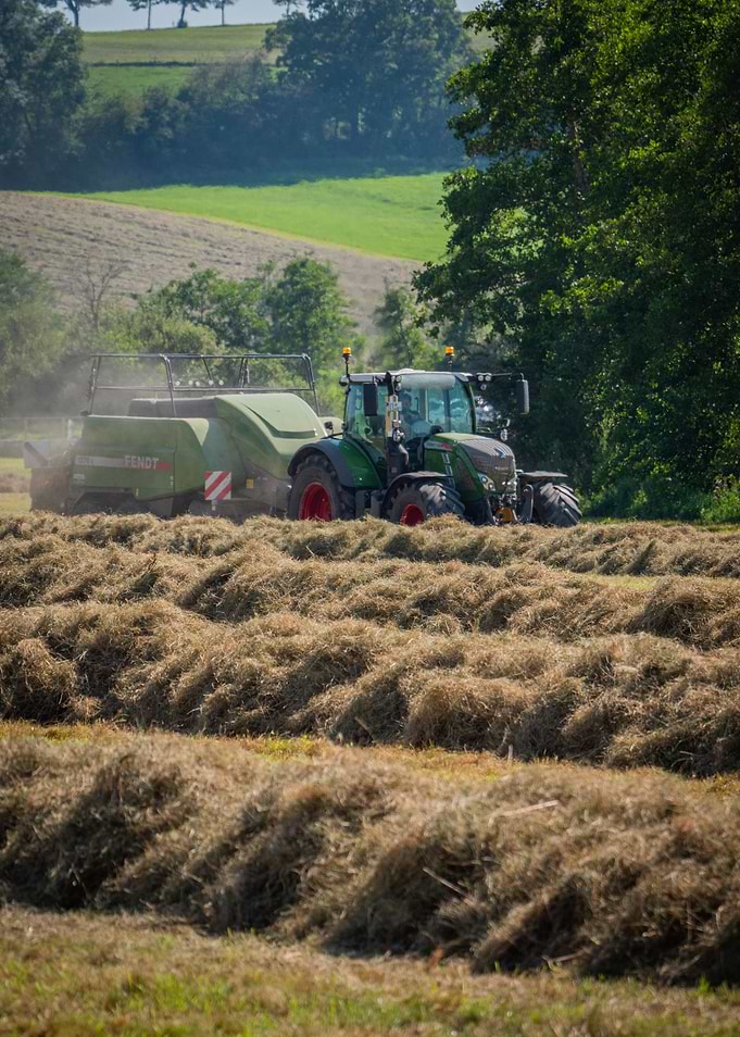 Tractor on a straw field
