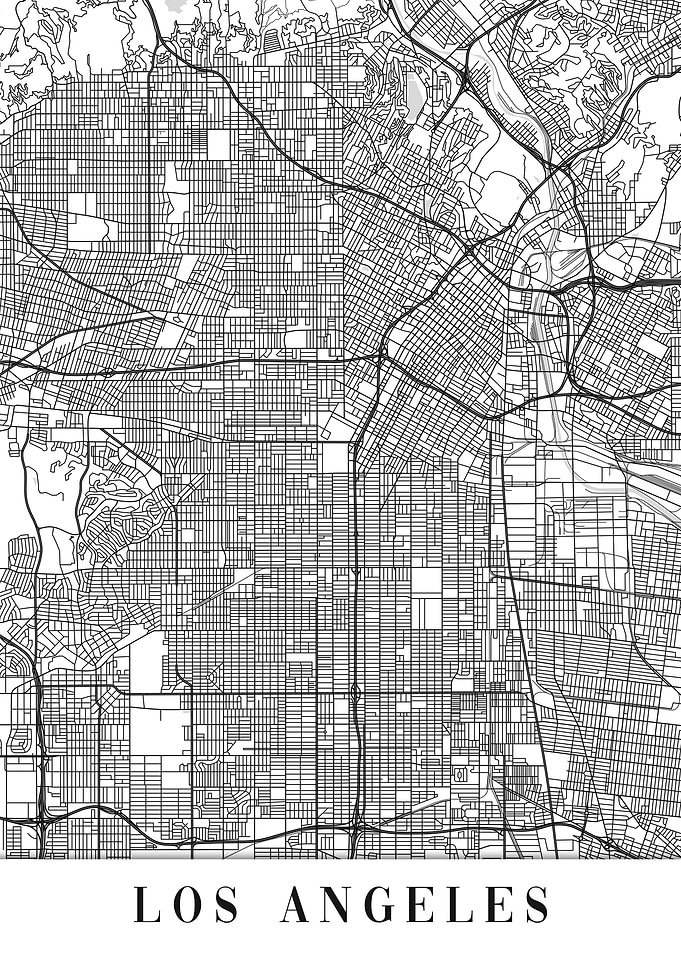 Los Angeles White Map