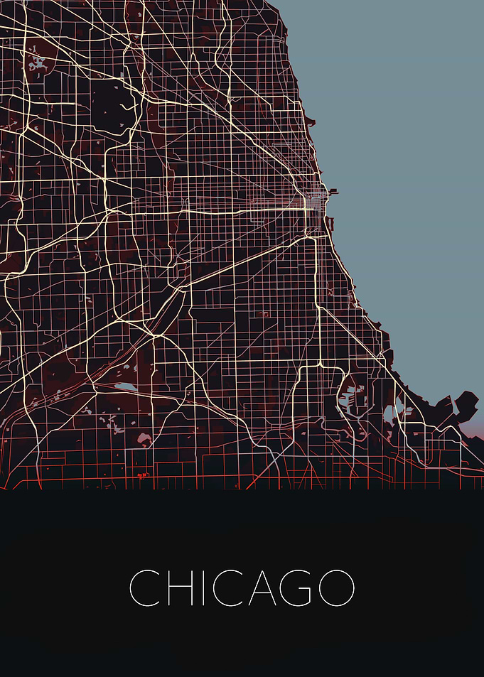 Chicago US red City map