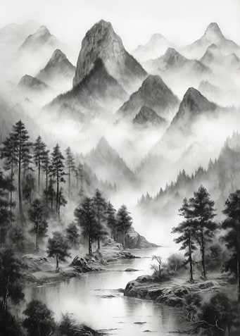 Misty Mountain in Ink
