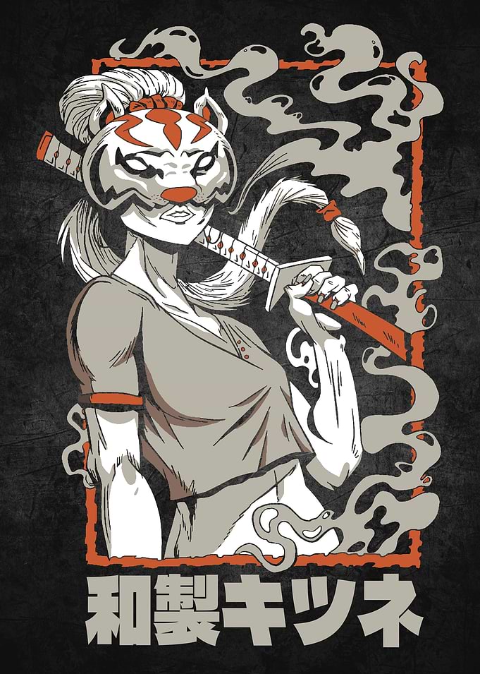 Samurai with a fox mask