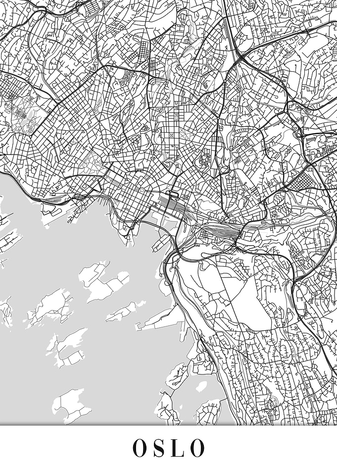 Oslo White Map