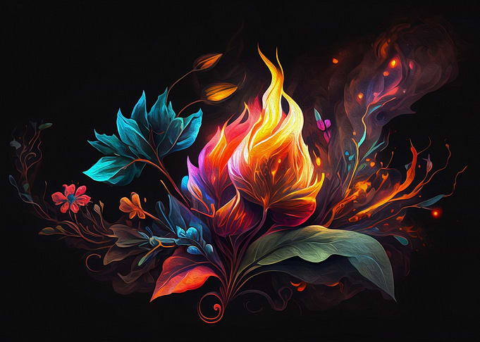 Flame Flower Oil Painting
