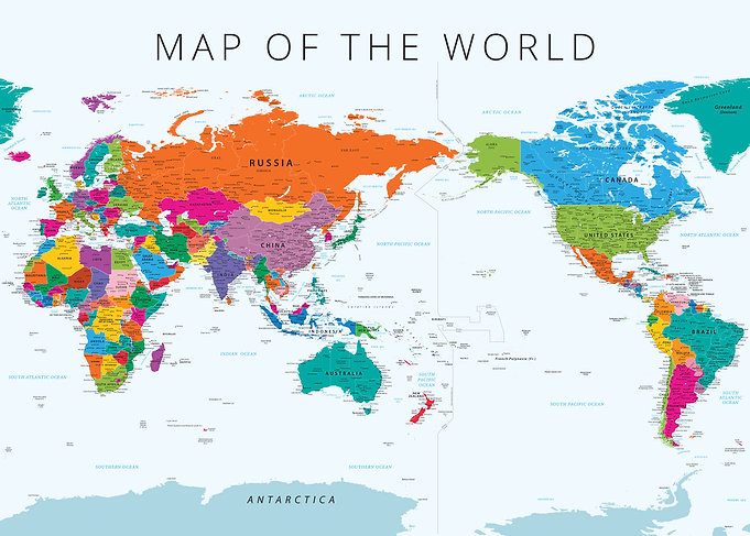 Pacific Centred World Map