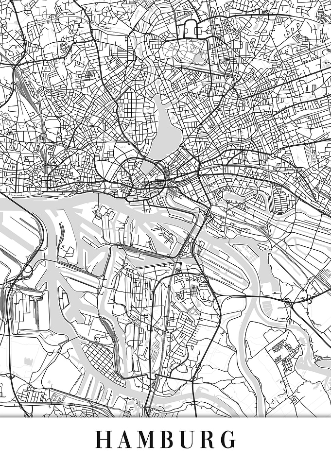 Hamburg White Map