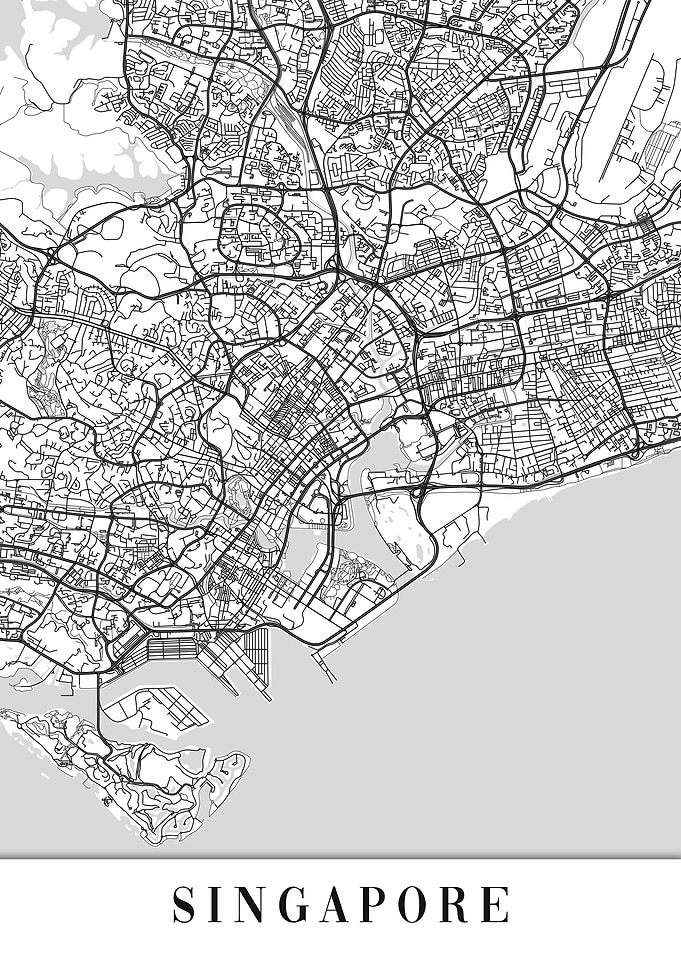Singapore White Map