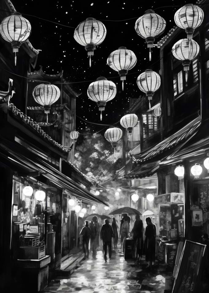 Lantern Market in Ink