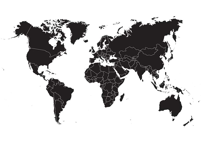 World Map Black and White