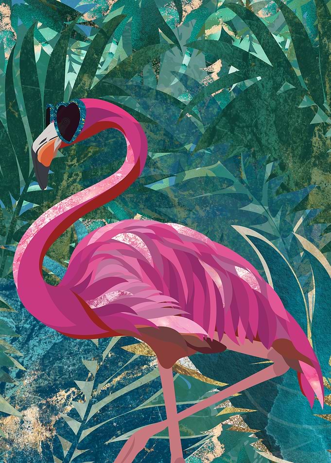 Flamingo in the jungle
