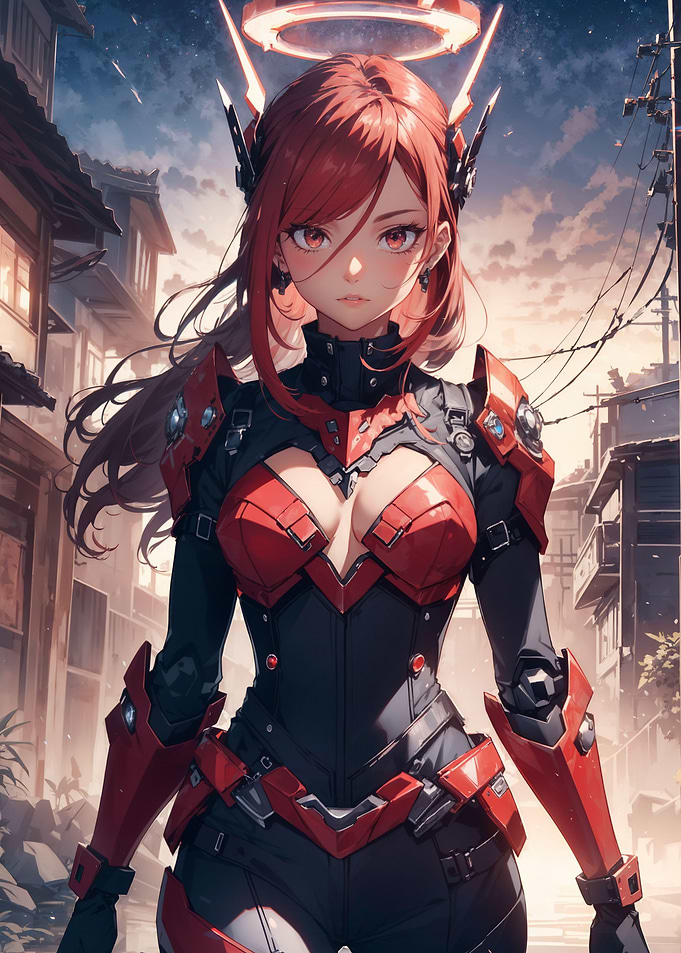 Girl in cyber armor