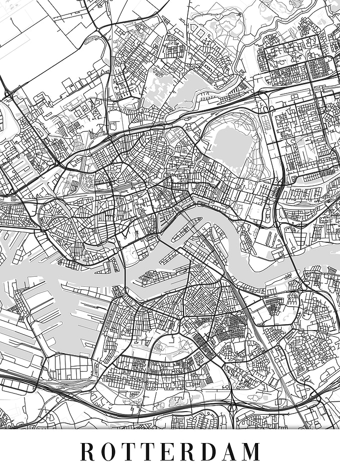 Rotterdam White Map