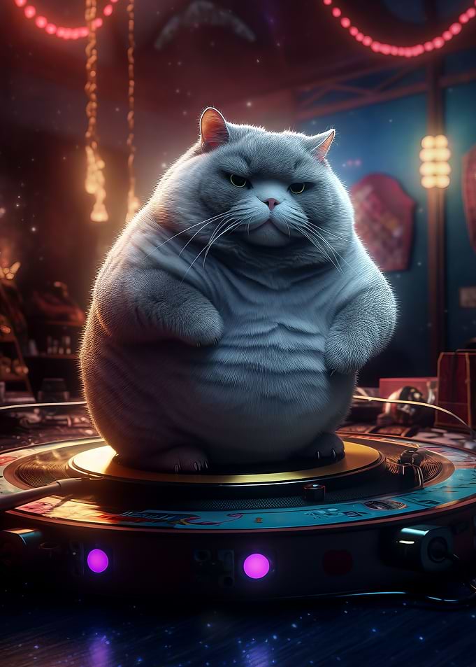 Fat Cat Turntable Dancing