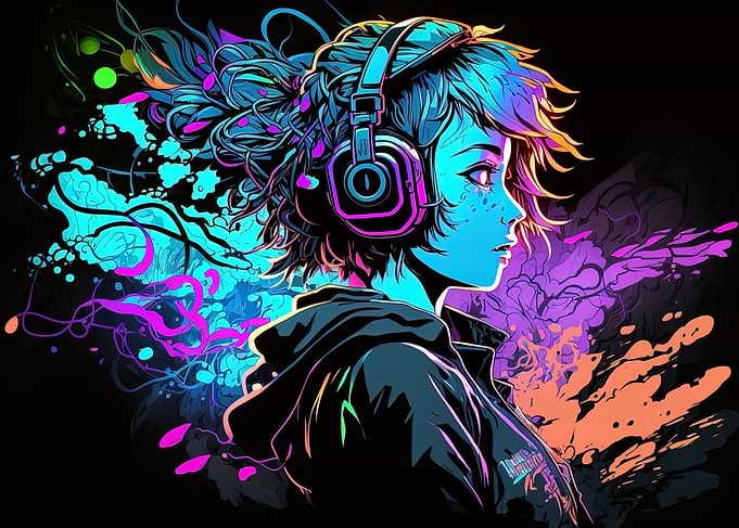 Neon gamer anime