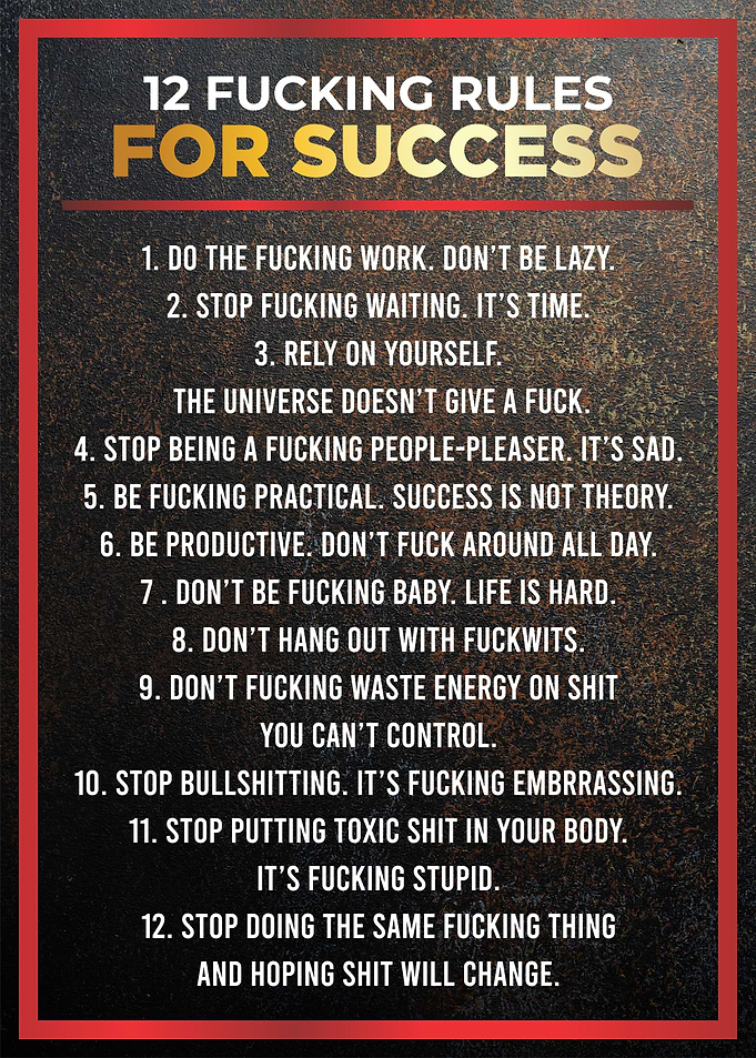 12 fucking rule to success