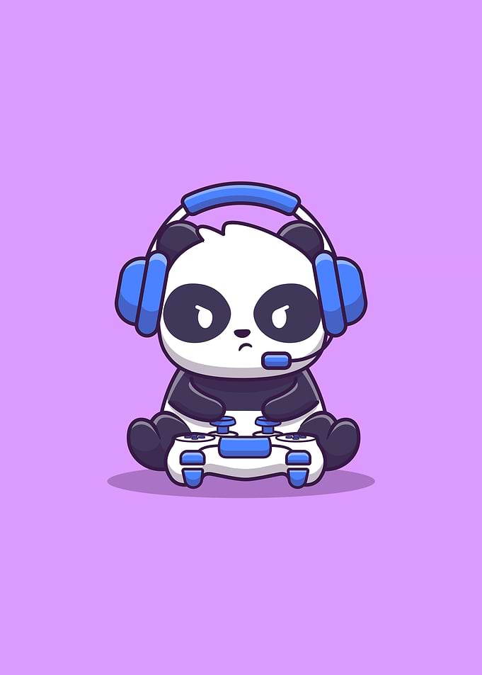 Cute Panda Gaming Cartoon