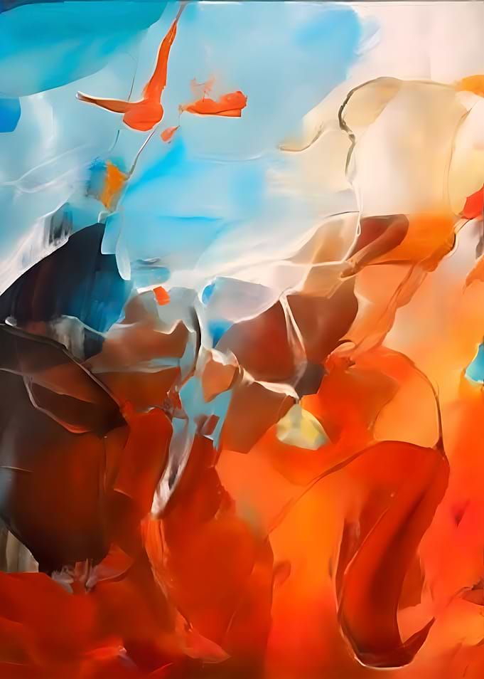 ORENGE BLUE ABSTRACT ART