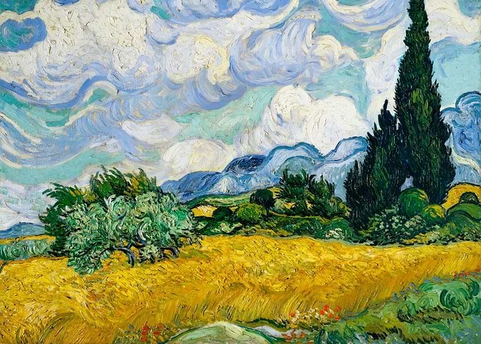 Wheat Field with Cypresses