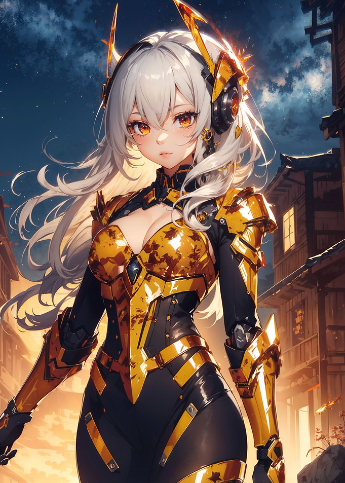 Girl in cyber armor